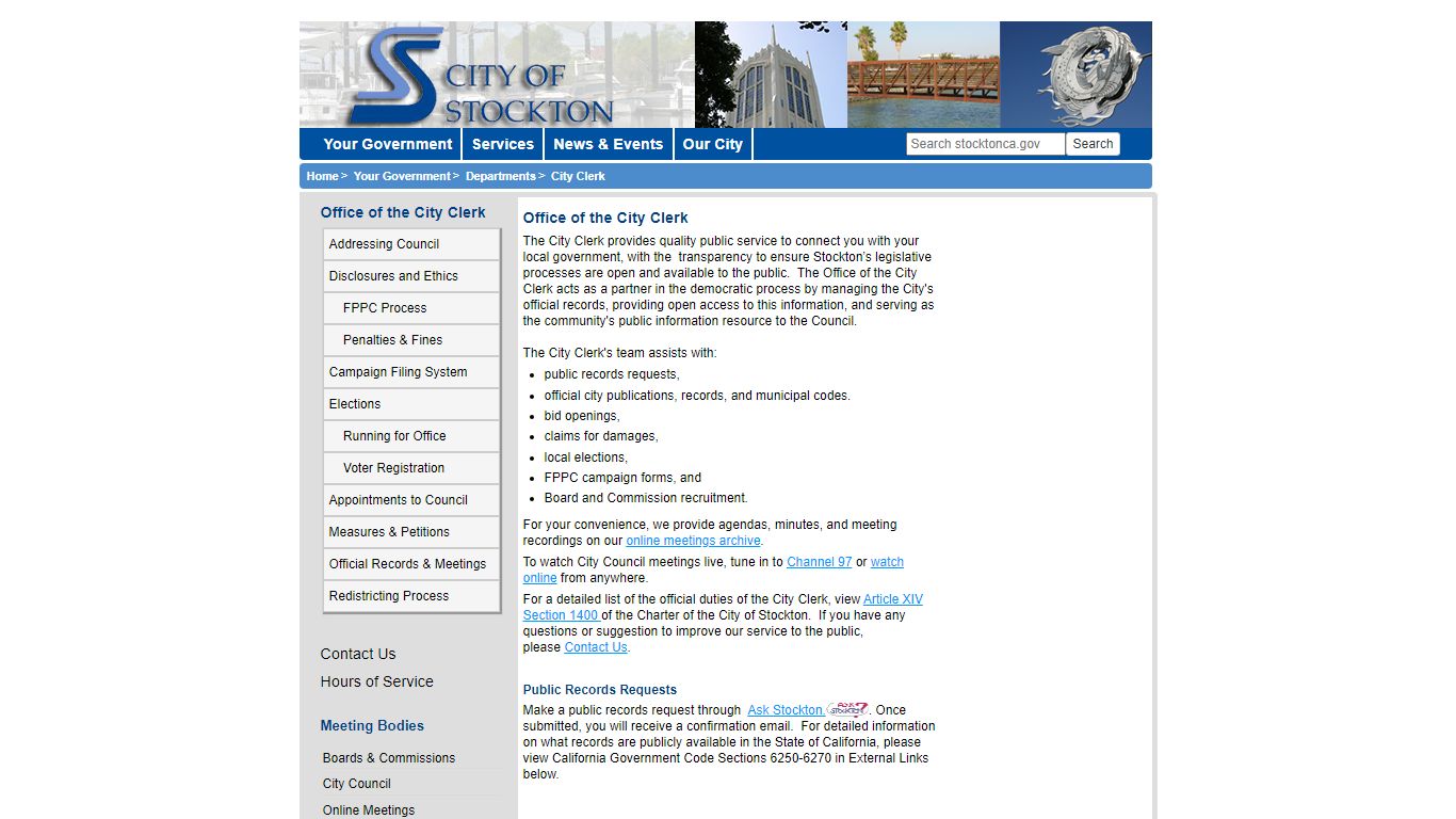 City Clerk - City of Stockton