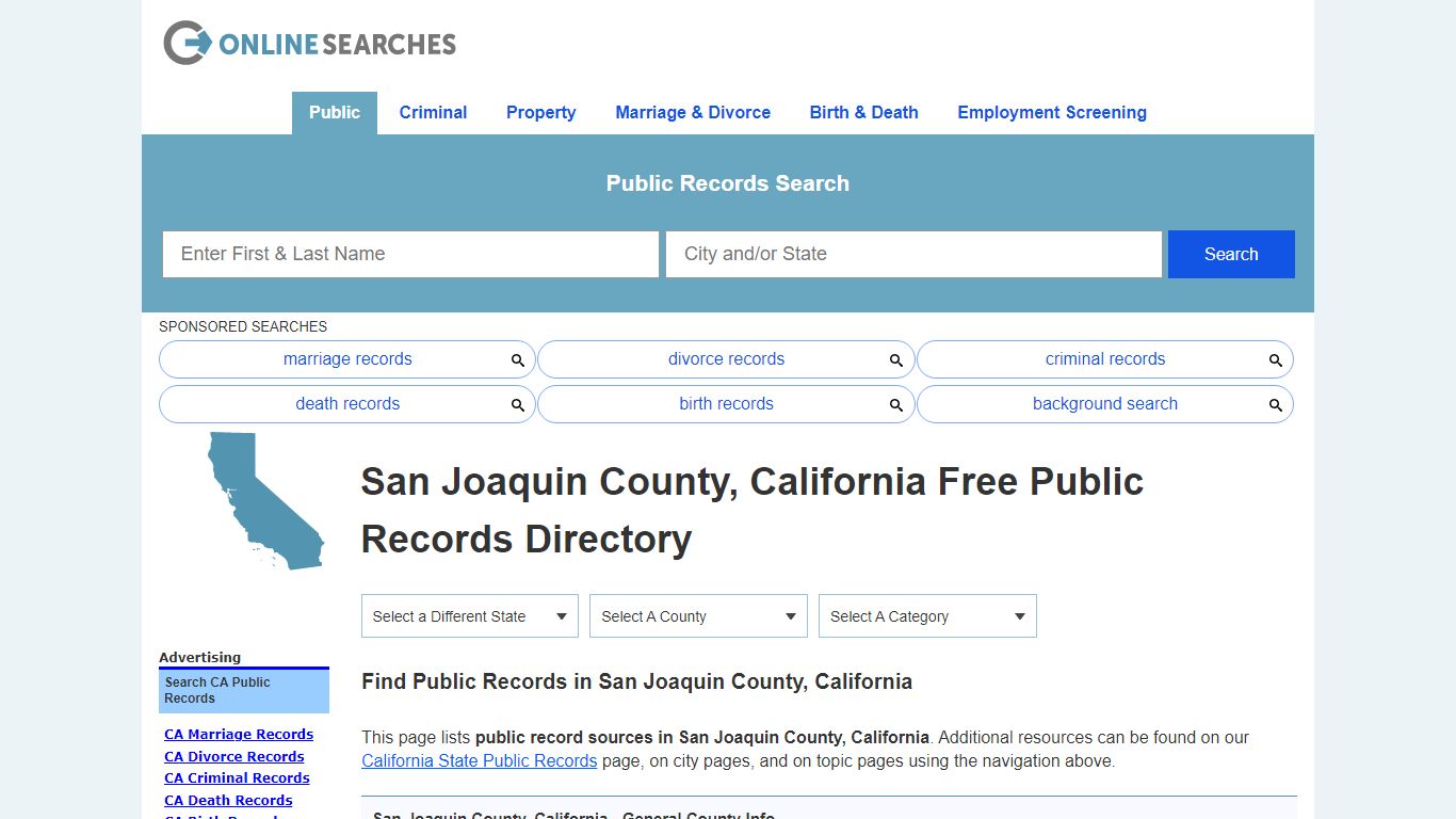 San Joaquin County, California Public Records Directory